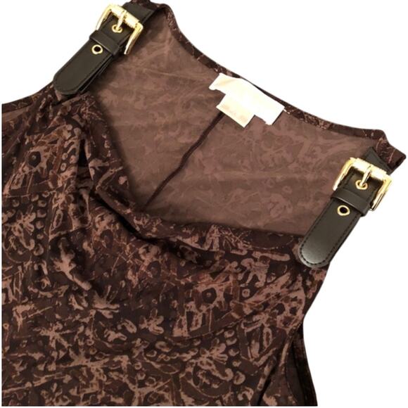 Michael Kors Cowl Neck Leather Strap Shift Dress Petite Medium New - Picture 2 of 4